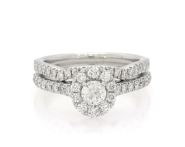 Previously Owned THE LEO Diamond Round-Cut Bridal Set 7/8 ct tw 14K White Gold Size 7