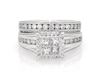 Thumbnail Image 1 of Previously Owned Princess-Cut Quad Diamond Bridal Set 7/8 ct tw 14K White Gold Size 4.75