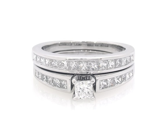Previously Owned Princess-Cut Diamond Bridal Set 7/8 ct tw 14K White Gold Size