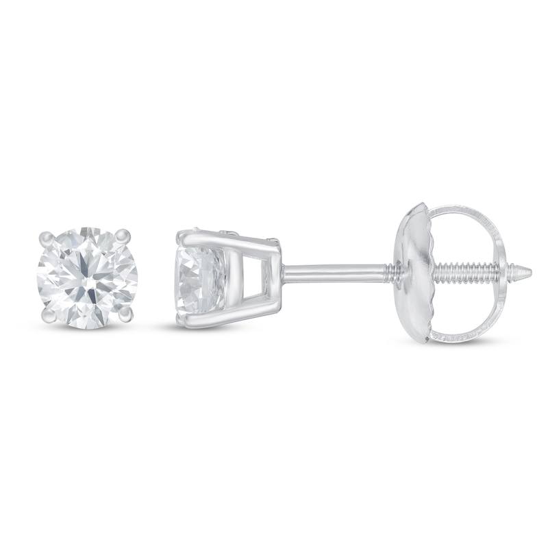 Main Image 2 of Previously Owned KAY Lab-Grown Diamonds Solitaire Stud Earrings 1/2 ct tw 14K White Gold (F/SI2)