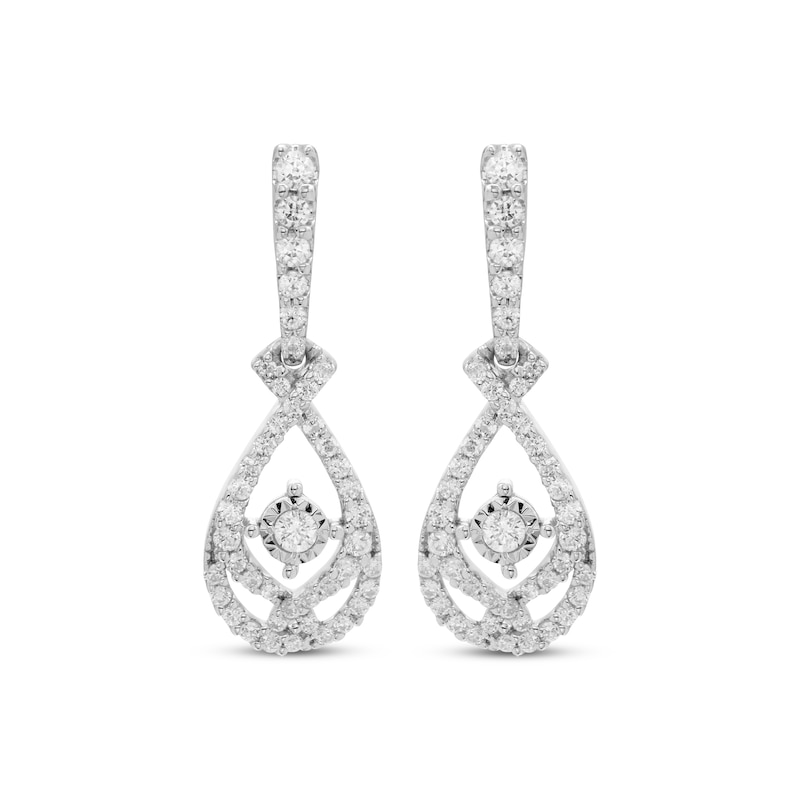 Main Image 2 of Previously Owned Love Entwined Diamond Drop Earrings 1/4 ct tw 10K White Gold