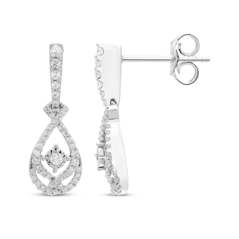 Main Image 3 of Previously Owned Love Entwined Diamond Drop Earrings 1/4 ct tw 10K White Gold