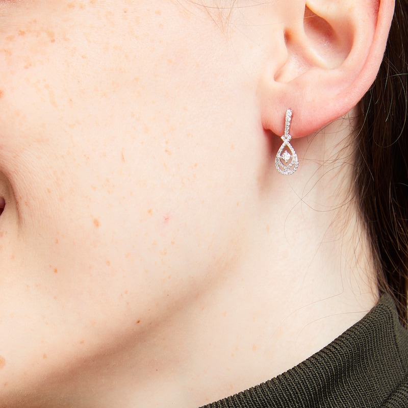 Main Image 4 of Previously Owned Love Entwined Diamond Drop Earrings 1/4 ct tw 10K White Gold