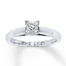 Previously Owned THE LEO Artisan Diamond Princess-Cut Solitaire Engagement Ring 1/2 ct tw 14K White Gold & Platinum (I/SI2)