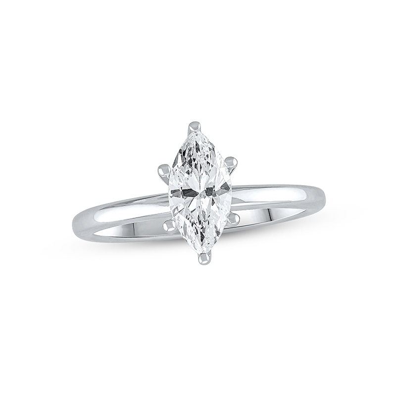 Main Image 1 of Previously Owned Lab-Grown Diamonds Marquise-Cut Solitaire Engagement Ring 1 ct tw 14K White Gold (F/SI2)
