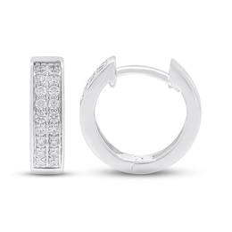 Previously Owned Men's Diamond Huggie Hoop Earrings 1/3 ct tw Round-cut 10K White Gold