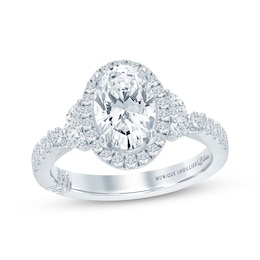 Previously Owned Monique Lhuillier Bliss Oval-Cut Lab-Grown Diamond Halo Engagement Ring 2 ct tw 18K White Gold
