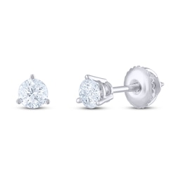 Previously Owned THE LEO Diamond Solitaire Earrings 1/2 ct tw Round-cut 14K White Gold (I/I1)