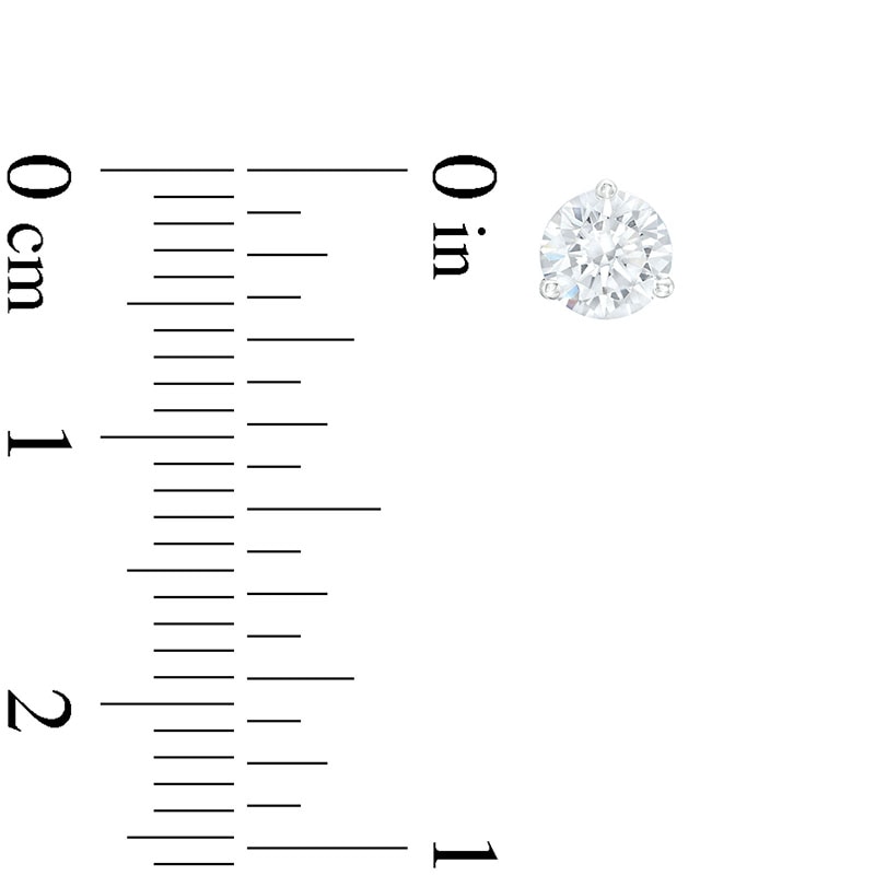 Main Image 2 of Previously Owned THE LEO Diamond Solitaire Earrings 1 ct tw Round-cut 14K White Gold (I/I1)