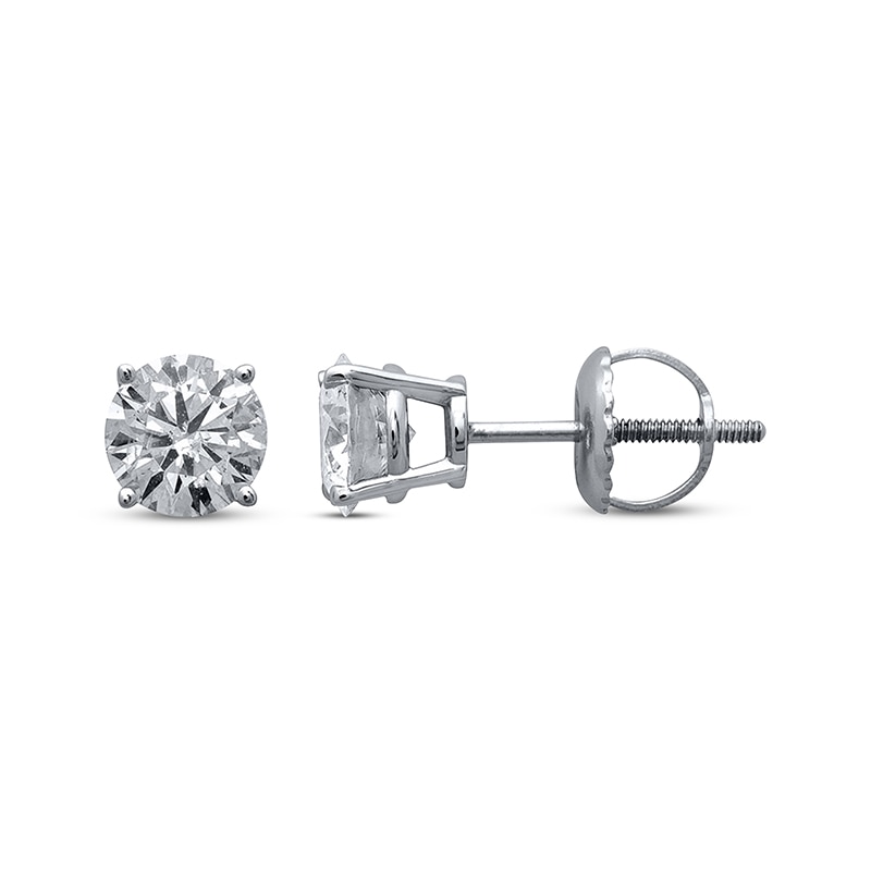 Main Image 1 of Previously Owned Certified Solitaire Diamond Earrings 3/4 ct tw Round-cut 14K Gold