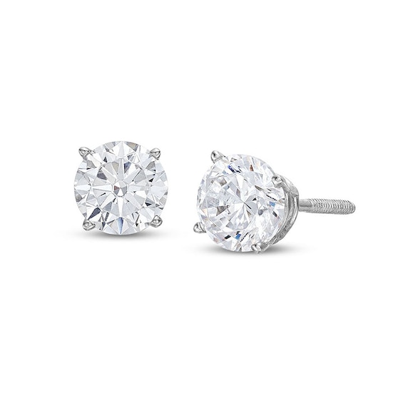 Previously Owned KAY Lab-Grown Diamonds Solitaire Stud Earrings 1 ct tw 14K White Gold (F/SI2)