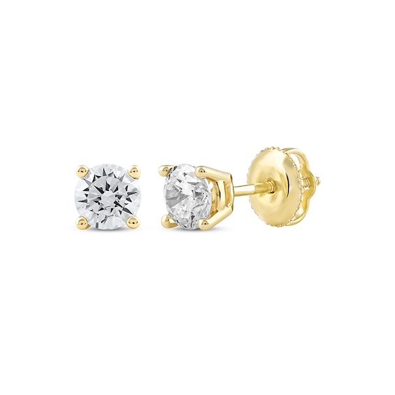 Previously Owned Lab-Created Diamonds by KAY Round-Cut Solitaire Stud Earrings 3/4 ct tw 14K Yellow Gold (F/SI2)
