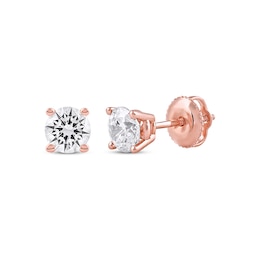 Previously Owned KAY Lab-Grown Diamonds Round-Cut Solitaire Stud Earrings 1 ct tw 14K Rose Gold (F/SI2)