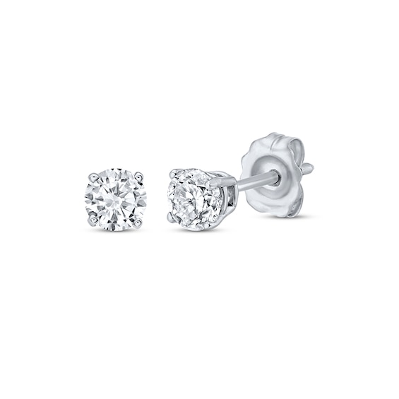 Previously Owned Diamond Solitaire Stud Earrings 3/8 ct tw Round-cut 14K White Gold
