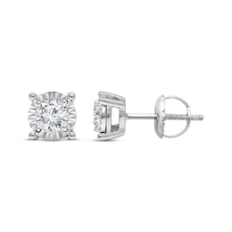 Previously Owned Radiant Reflections Solitaire Diamond Earrings 1 ct tw 10K White Gold Earrings (J/I3)