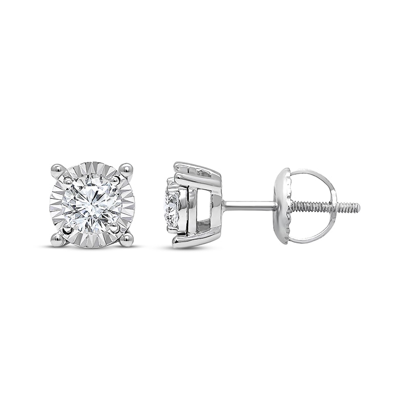 Main Image 1 of Previously Owned Radiant Reflections Solitaire Diamond Earrings 1 ct tw 10K White Gold Earrings (J/I3)