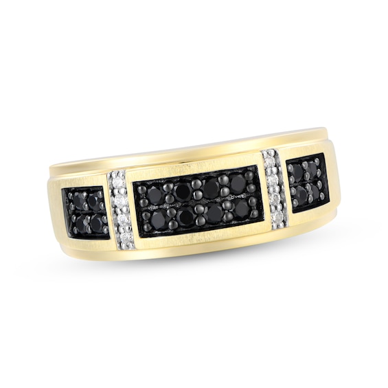 Previously Owned Men's Black & White Diamond Wedding Band 1/2 ct tw 10K Yellow Gold