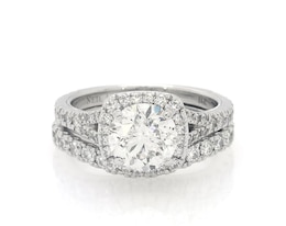 Previously Owned Neil Lane Round-Cut Diamond Halo Bridal Set 2-1/2 ct tw 14K White Gold Size 5.25
