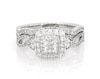 Thumbnail Image 1 of Previously Owned Neil Lane Princess-Cut Diamond Double Halo Bridal Set 1-1/5 ct tw 14K White Gold Size 7.25