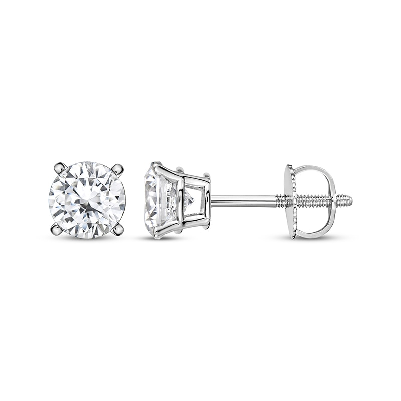 Main Image 1 of Previously Owned KAY Lab-Grown Diamonds Round-cut Solitaire Stud Earrings 1-1/2 ct tw 14K White Gold (I/SI2)