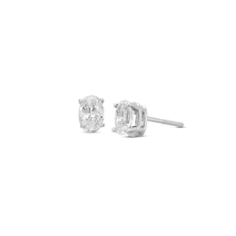 Previously Owned KAY Lab-Grown Diamonds Oval-Cut Solitaire Stud Earrings 1 ct tw 14K White Gold (F/SI2)