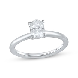 Previously Owned Lab-Grown Diamonds Oval-Cut Solitaire Engagement Ring 1 ct tw 14K White Gold (F/SI2)