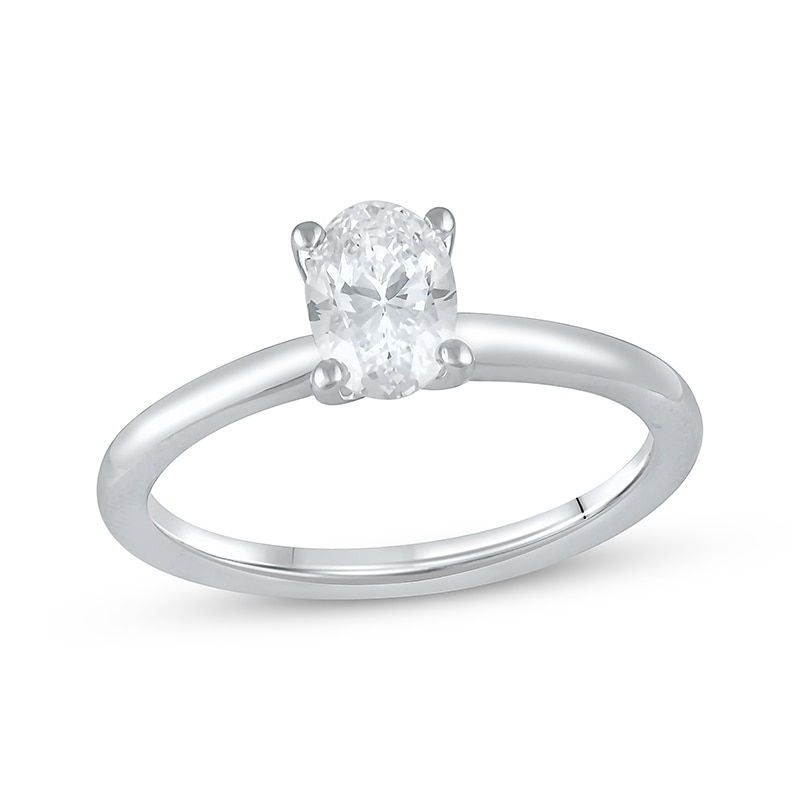 Main Image 1 of Previously Owned Lab-Grown Diamonds Oval-Cut Solitaire Engagement Ring 1 ct tw 14K White Gold (F/SI2)