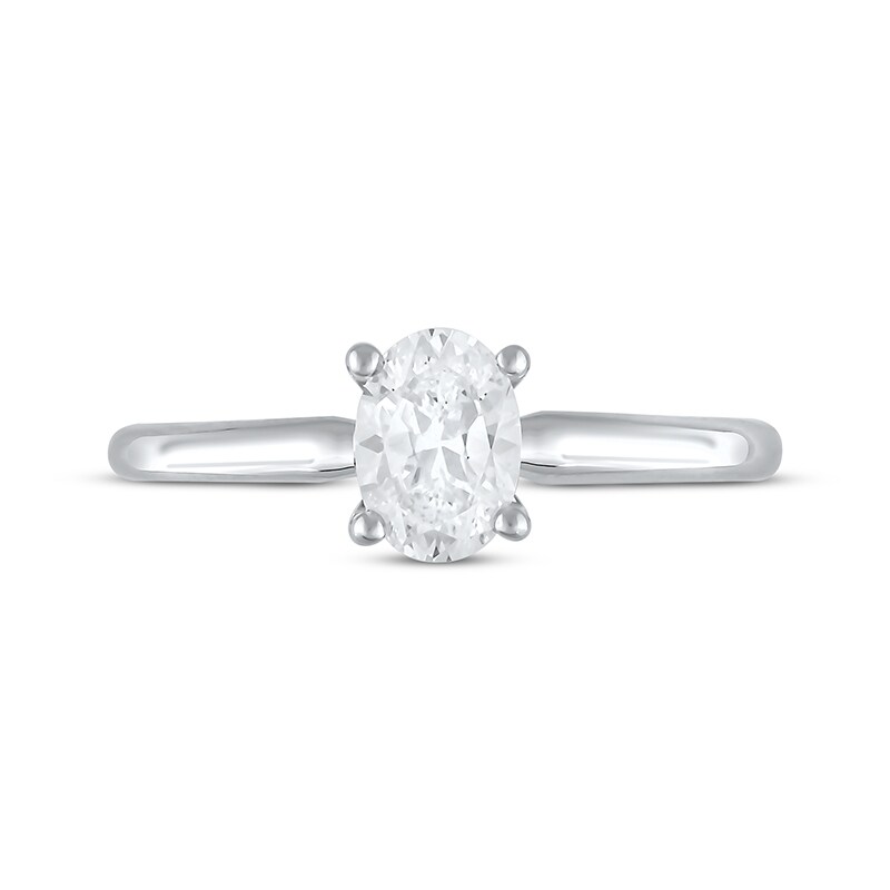 Main Image 3 of Previously Owned Lab-Grown Diamonds Oval-Cut Solitaire Engagement Ring 1 ct tw 14K White Gold (F/SI2)