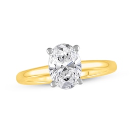 Previously Owned Lab-Grown Diamonds Oval-Cut Solitaire Engagement Ring 1-1/2 ct tw 14K Yellow Gold (F/SI2)