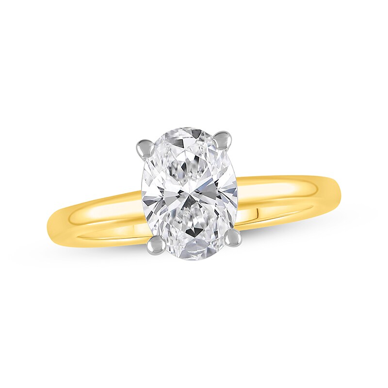 Main Image 1 of Previously Owned Lab-Grown Diamonds Oval-Cut Solitaire Engagement Ring 1-1/2 ct tw 14K Yellow Gold (F/SI2)