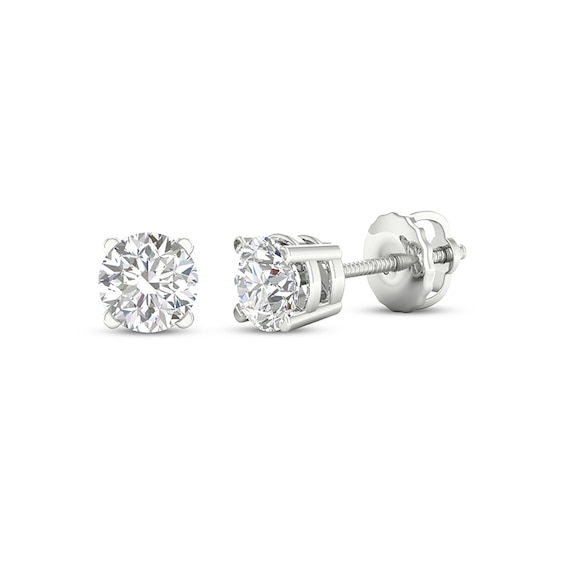 Previously Owned KAY Lab-Grown Diamonds Solitaire Stud Earrings 1 ct tw 14K White Gold (F/SI2)