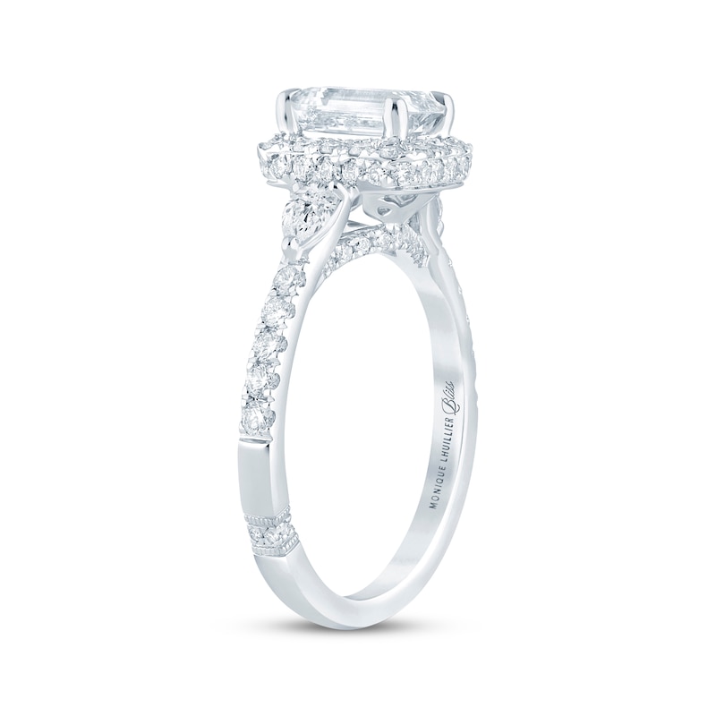 Main Image 2 of Previously Owned Monique Lhuillier Bliss Emerald-Cut Lab-Grown Diamond Engagement Ring 1-7/8 ct tw 18K White Gold