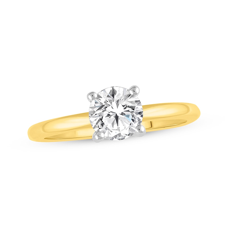 Main Image 1 of Previously Owned Lab-Grown Diamonds Round-Cut Solitaire Engagement Ring 1 ct tw 14K Yellow Gold (F/SI2)