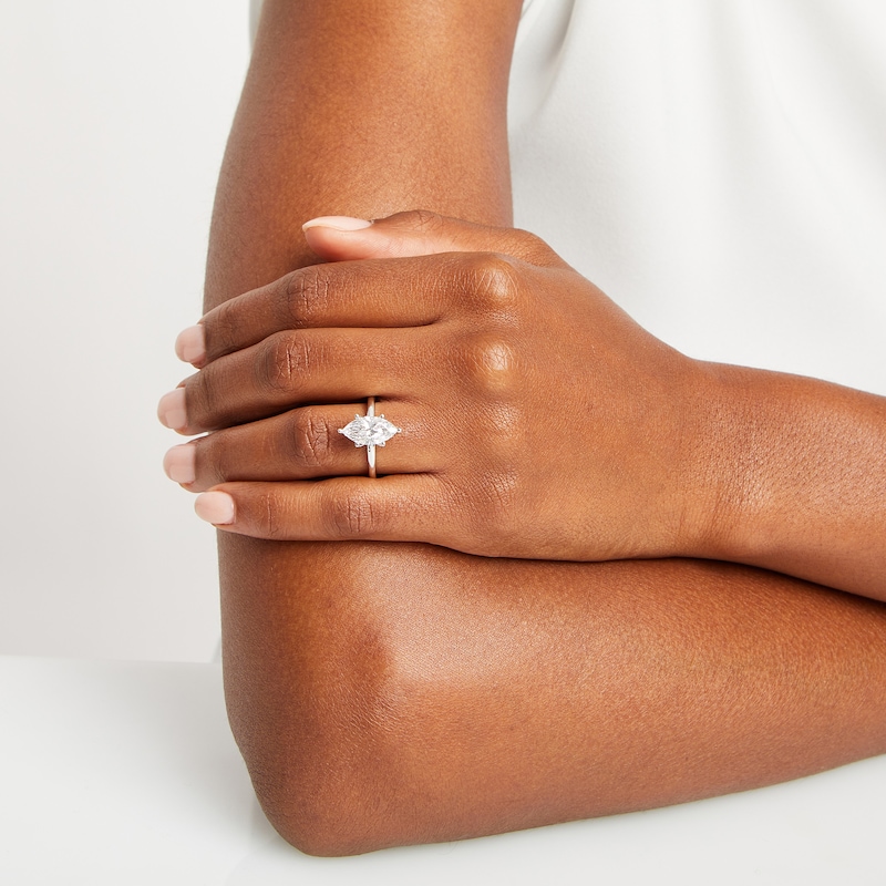 Main Image 4 of Previously Owned Lab-Grown Diamonds Marquise-Cut Solitaire Ring 2 ct tw 14K White Gold (F/SI2)