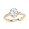 Thumbnail Image 1 of Previously Owned Lab-Grown Diamonds Oval-Cut Halo Engagement Ring 3/4 ct tw 14K Yellow Gold
