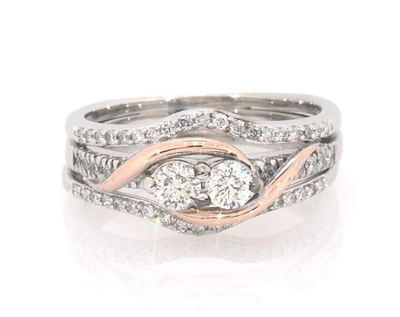 Previously Owned Diamond Ever Us Bridal Set 5/8 ct tw 14K Two-Tone Gold Size 8.25