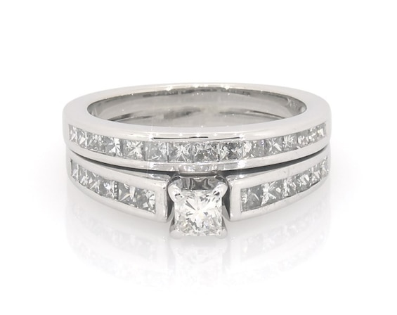 Previously Owned Princess-Cut Diamond Bridal Set 7/8 ct tw 14K White Gold Size