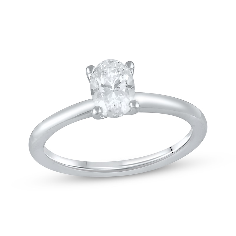 Main Image 1 of Previously Owned Lab-Grown Diamonds Oval-Cut Solitaire Engagement Ring 1 ct tw 14K White Gold (F/SI2)