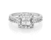 Thumbnail Image 1 of Previously Owned Princess-Cut Quad Diamond Halo Bridal Set 1 ct tw 14K White Gold Size 6.5