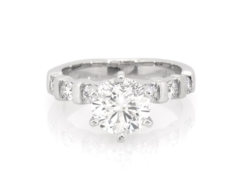 Main Image 1 of Previously Owned Round-Cut Diamond Engagement Ring 1-7/8 ct tw 14K White Gold Size 4.25