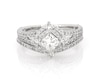 Thumbnail Image 1 of Previously Owned Tilted Princess-Cut Diamond Double Halo Bridal Set 1-1/2 ct tw 14K White Gold Size 6.75