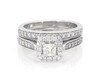 Thumbnail Image 1 of Previously Owned THE LEO Diamond Princess-Cut Halo Bridal Set 7/8 ct tw 14K White Gold Size 7