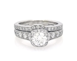 Previously Owned Neil Lane Round-Cut Diamond Halo Bridal Set 1-7/8 ct tw 14K White Gold Size 4.5