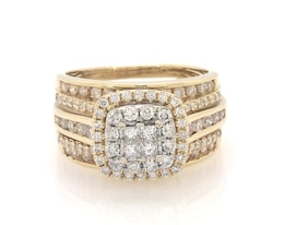 Previously Owned Princess-Cut Quad Diamond Bridal Set 1-1/4 ct tw 14K Two-Tone Gold Size 7.5