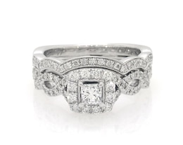 Previously Owned Neil Lane Princess-Cut Diamond Bridal Set 7/8 ct tw 14K White Gold Size 5.5