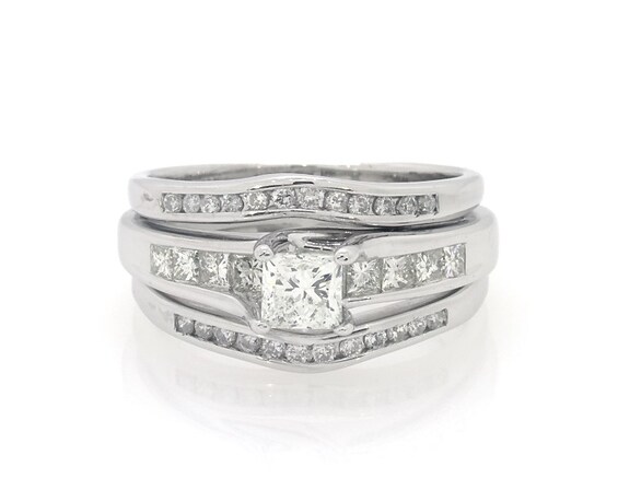 Previously Owned Princess-Cut Diamond Bridal Set 1-1/5 ct tw 14K White Gold Size 7.25