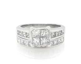 Previously Owned Princess-Cut Quad Diamond Bridal Set 2-1/2 ct tw 14K White Gold Size 6.75