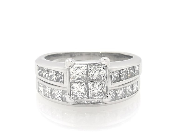 Previously Owned Princess-Cut Quad Diamond Bridal Set 2-1/2 ct tw 14K White Gold Size 6.75