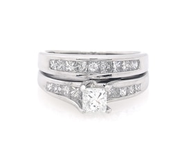 Previously Owned Princess-Cut Diamond Bridal Set 1-3/8 ct tw 14K White Gold Size 6.25