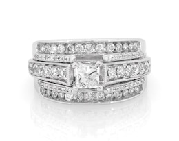 Previously Owned Princess-Cut Diamond Bridal Set 1-1/8 ct tw 14K White Gold Size 7.5